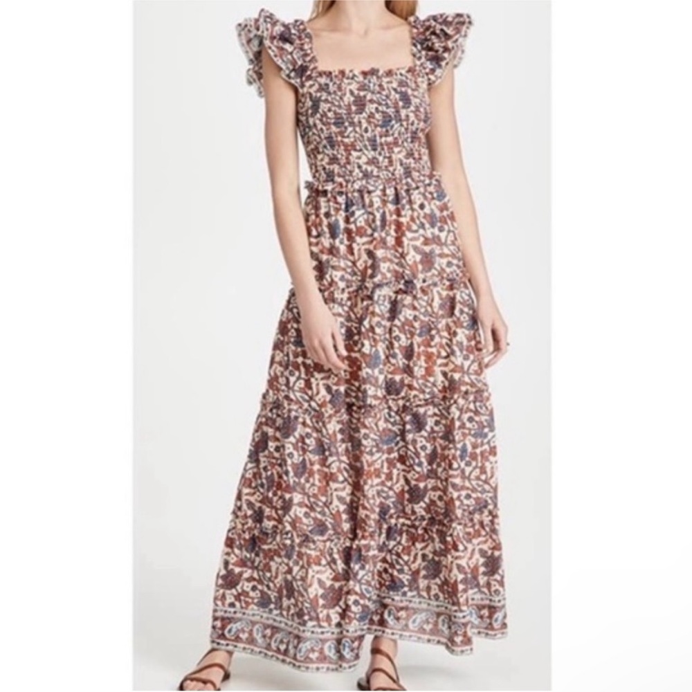 LIKE NEW Love the Label Floral Flutter Sleeve Maxi Dress sz S FROM ANTHROPOLOGIE